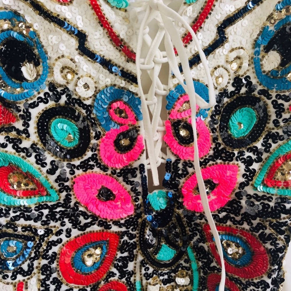 Venus | Beaded Sequined Colorful Fiesta Dress - Picture 3 of 7
